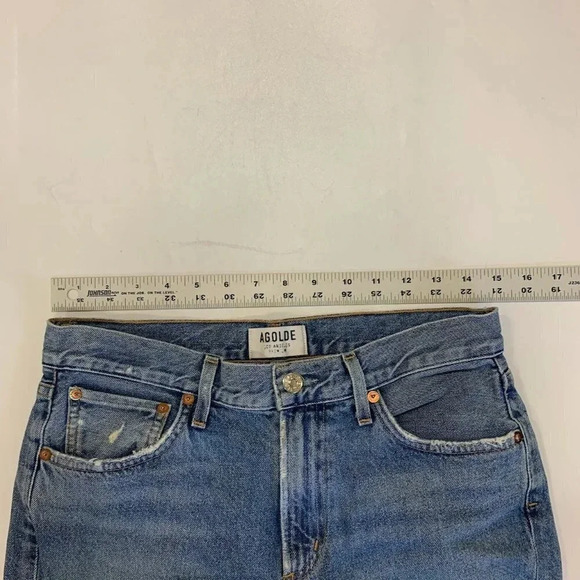 Agolde Women's‎ Cigarette Low Slung Distressed Cropped Straight Leg Size 28 - Picture 14 of 16